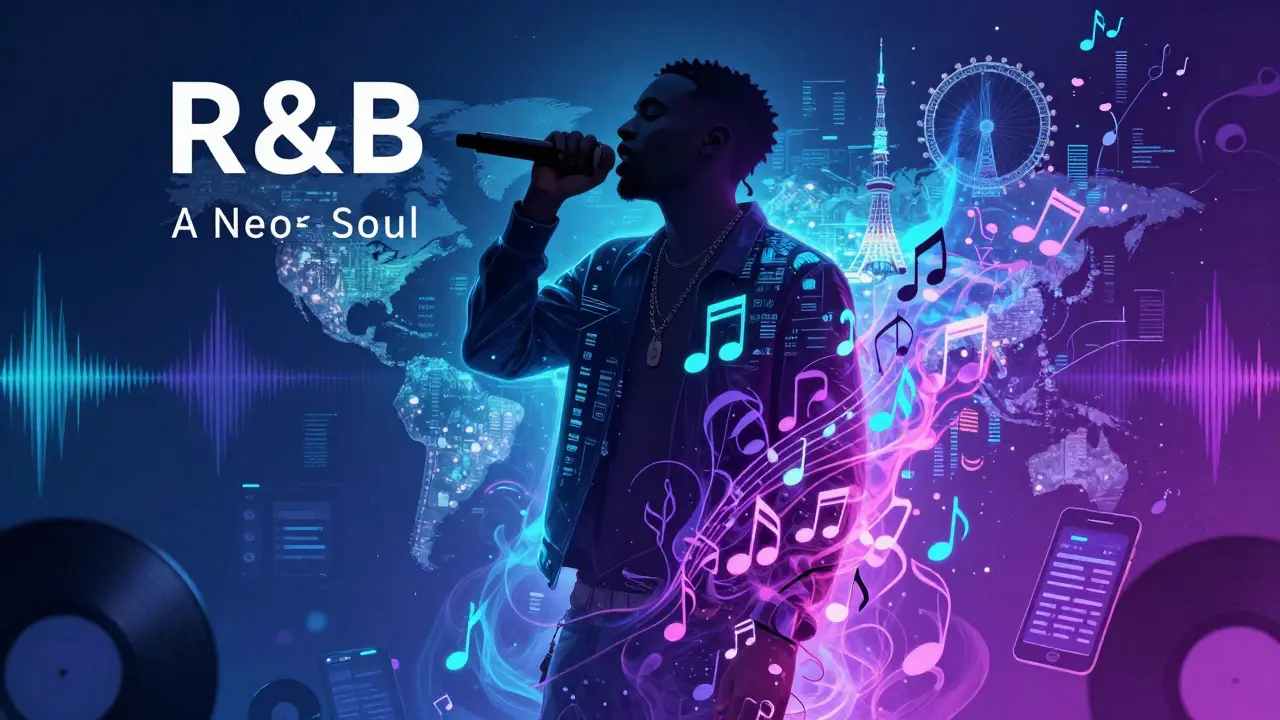 Abstract art showing R&amp;B's global influence and evolution
